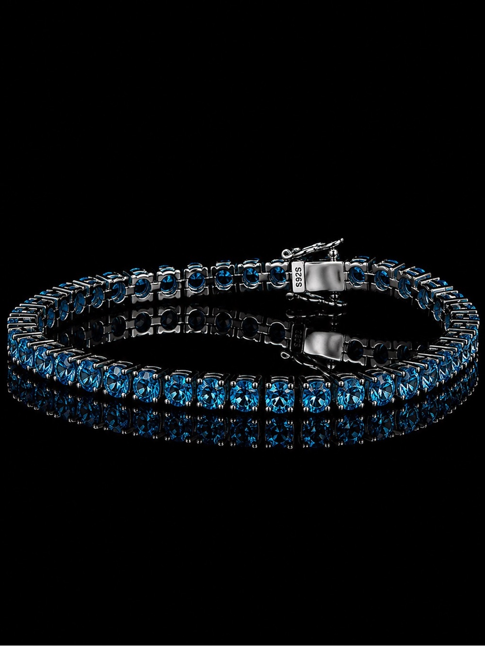 925 Silver, 5.6CTW Royal Blue Moissanite Tennis Bracelet